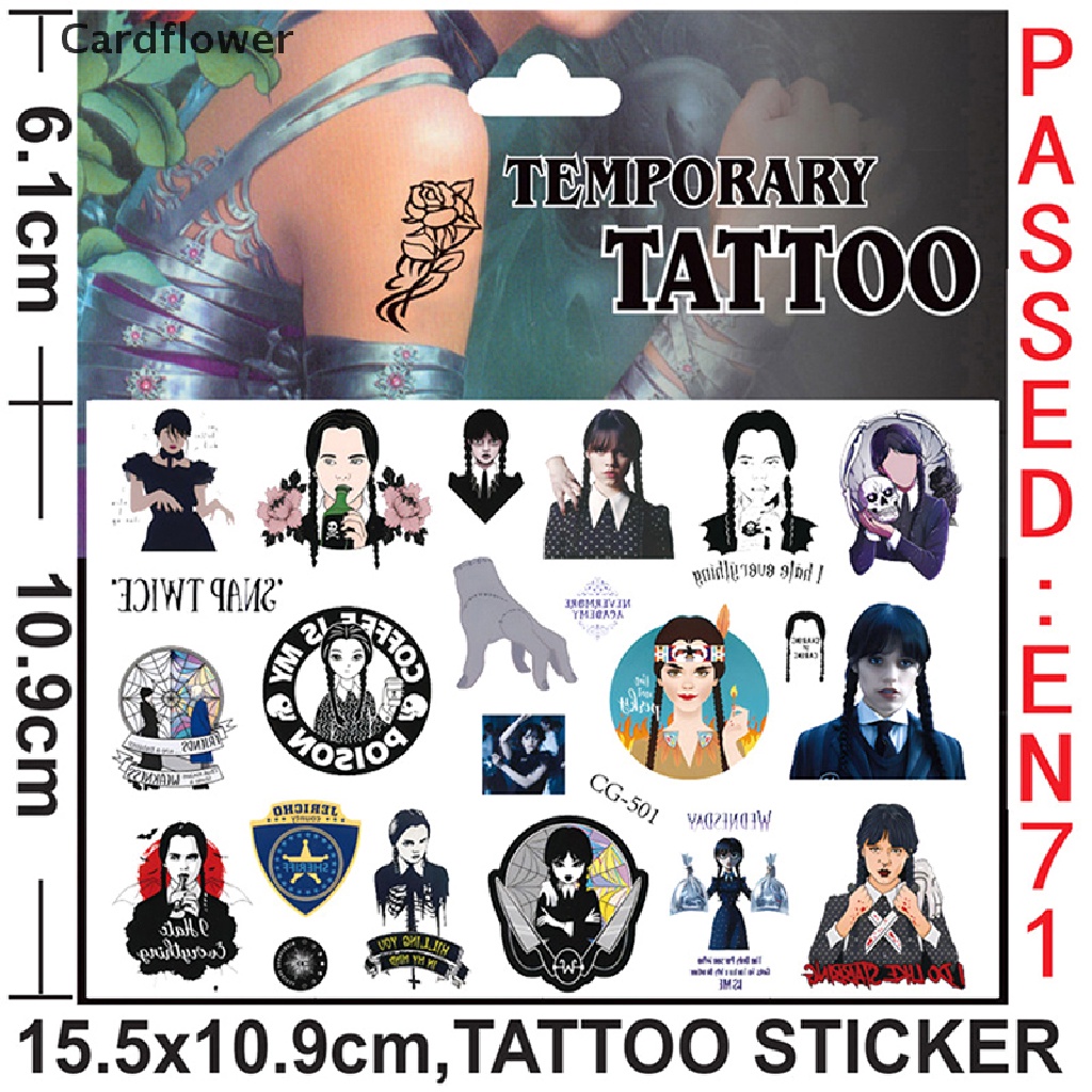 1 Tờ Sticker Addams Dán Điện Thoại Laptop Hình TV Kinh Dị Mỹ