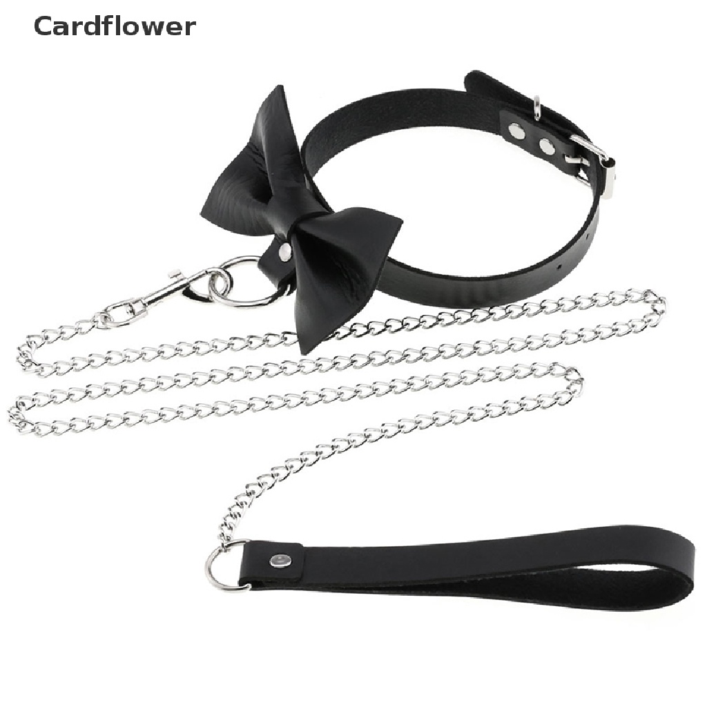 < Cardflower > Vòng Cổ Dây Xích Da Harajuku Punk Gothic Thắt Nơ Trang Sức Gợi Cảm Cho Nam Và Nữ