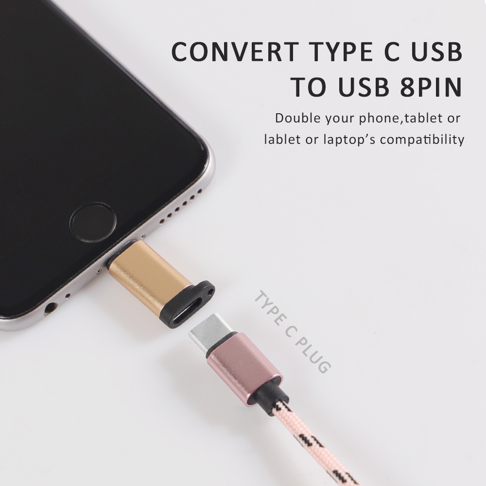 Bộ Chuyển Đổi Sạc Nhanh PD TYPE C Bằng Kim Loại Có Móc Khóa Cho iphone 7 8 X XR XSMAX 11 12 13 14 PLUS PRO PROMAX