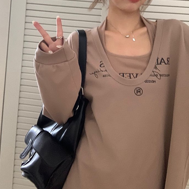 IELGY Bộ Áo Hai Dây In Chữ Phong Cách Hàn Quốc Cho Nữ