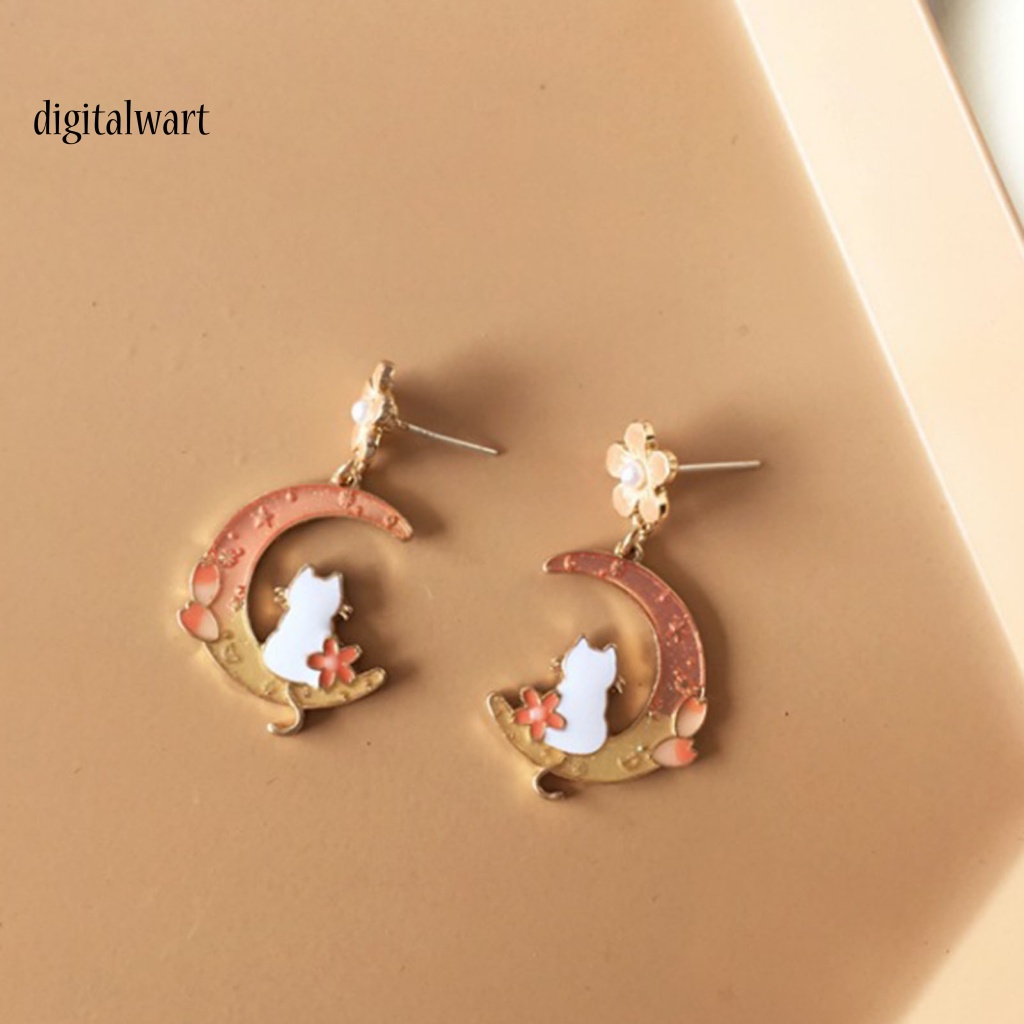 Kỹ Thuật Số| 1 Đôi Bông Tai Xỏ Lỗ Họa Tiết Hoa / Mặt Trăng / Thỏ / Hình Học Mạ Điện Đơn Giản Thời Trang Dành Cho Nữ