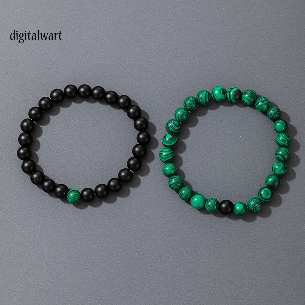 Kỹ Thuật Số| Set 2 Vòng Tay Đá Mắt Hổ Màu Xanh Lá / Đen Thoải Mái Thời Trang Hàng Ngày