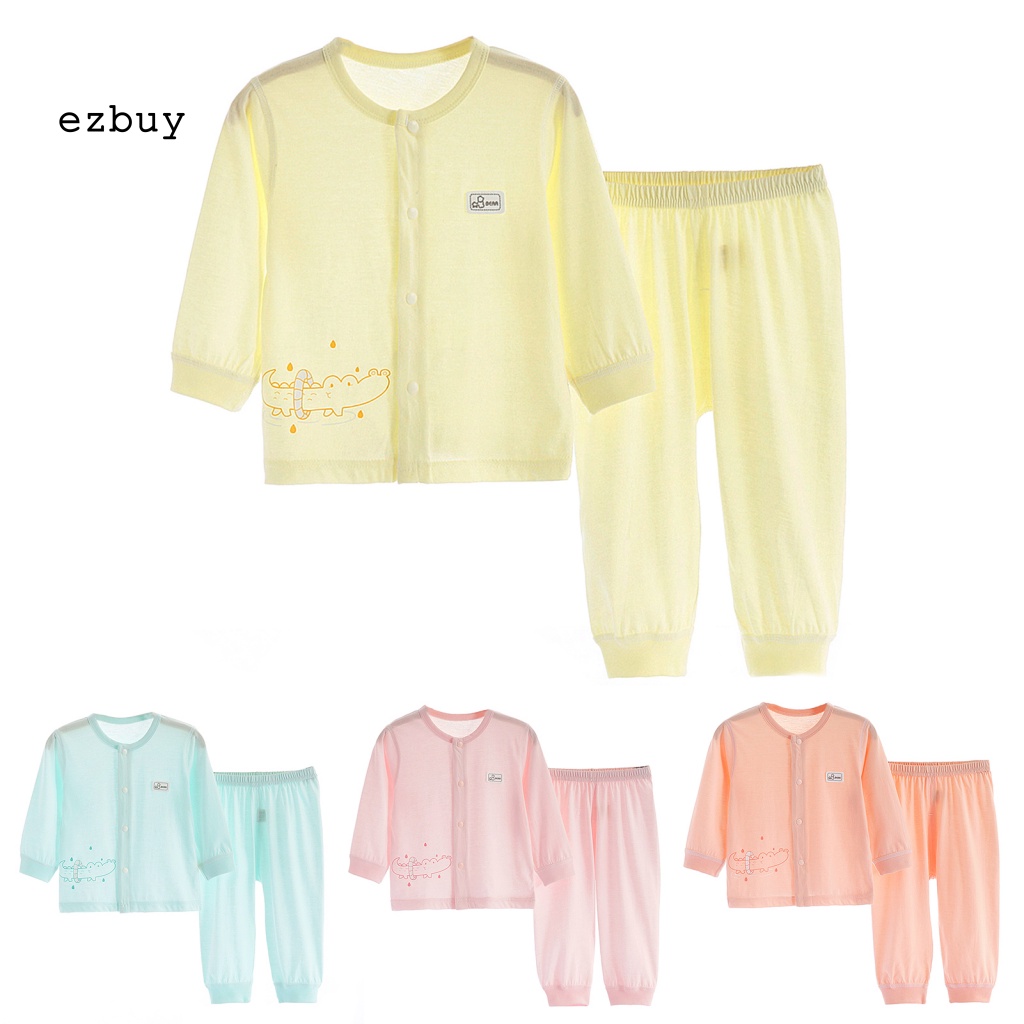 Bộ Đồ Ngủ 2 Món Tay Dài In Họa Tiết Hoạt Hình Động Vật Thân Thiện Với Da Thoáng Khí Thời Trang Mùa Hè Cho Bé