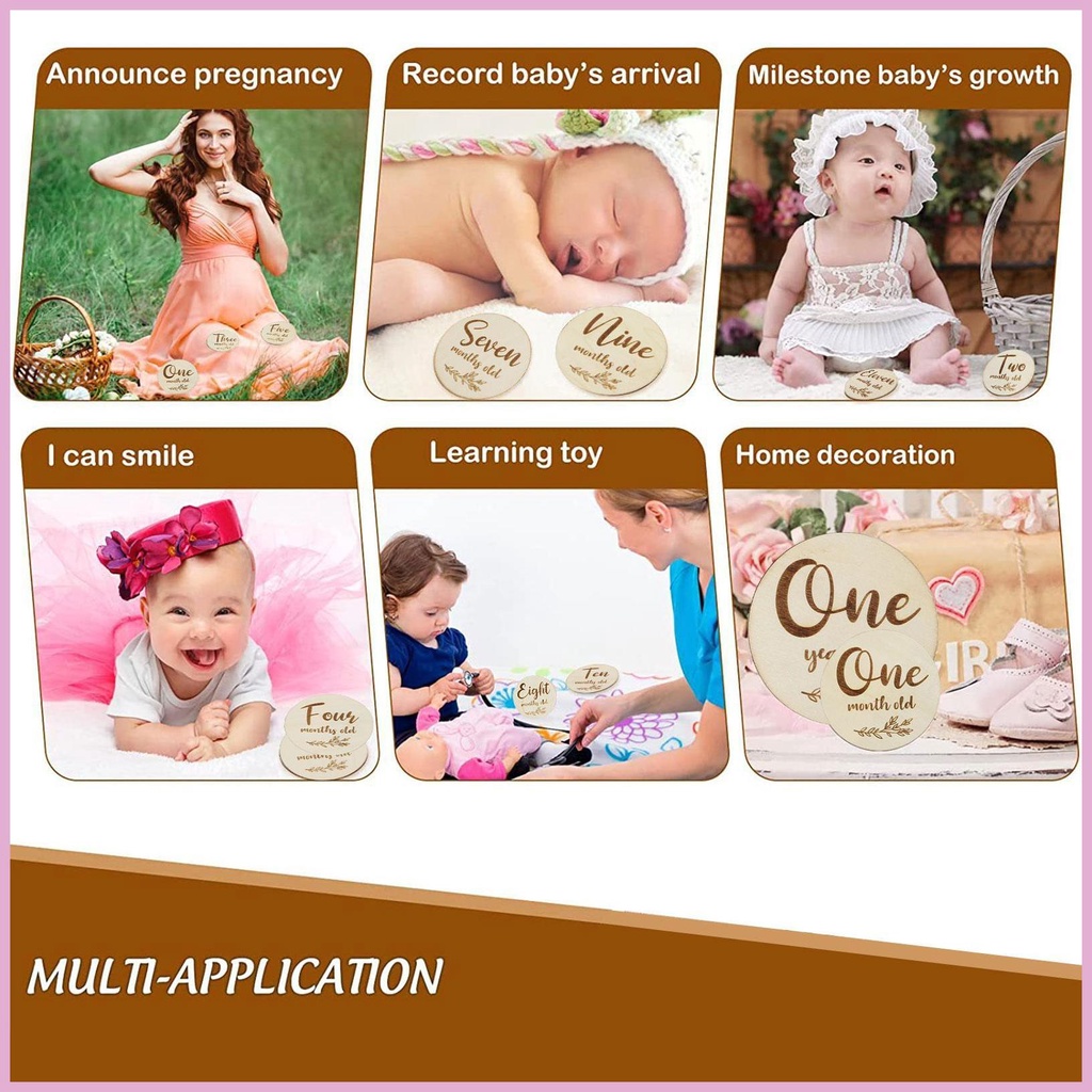 Set 6 Đĩa Đánh Dấu Cột Mốc Tháng Dùng Làm Đạo Cụ Chụp Ảnh Em Bé
