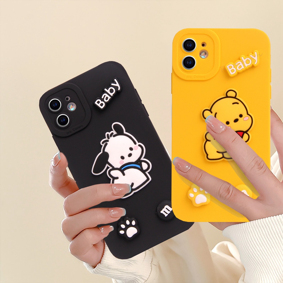 Ốp Điện Thoại Silicon Hình Gấu 3D Cho iPhone 11 12 13 14 Pro MAX + Mini X XR XS MAX 6 S 7 8 + SE 2020 11Pro 12pro 13Pro