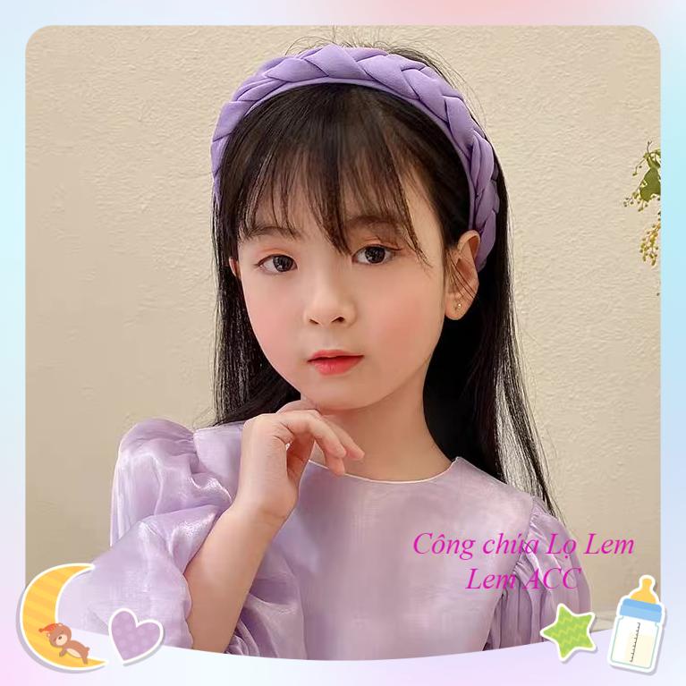 Bờm tóc tết vải lụa cho bé gái, mấn tết bản nhỏ ngang 2cm cho bé - L059