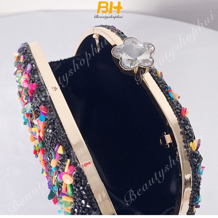 Túi Xách Đeo Chéo Họa Tiết Vân Đá Nhiều Màu Sắc Phối Dây Xích Thời Trang Mới 2023