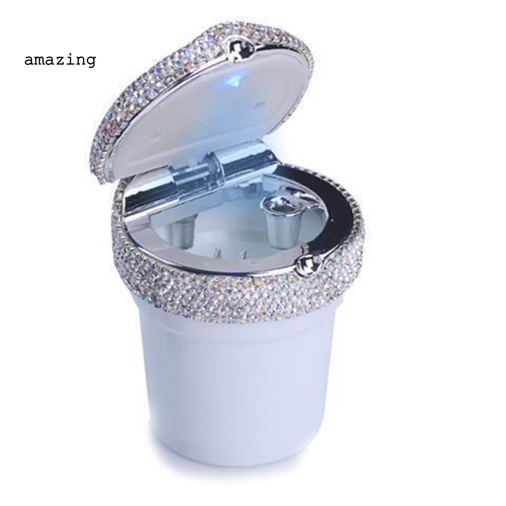 Thùng Đựng Rác Có Nắp Chống Rò Rỉ Đính Đá Trang Trí Nội Thất Xe Hơi