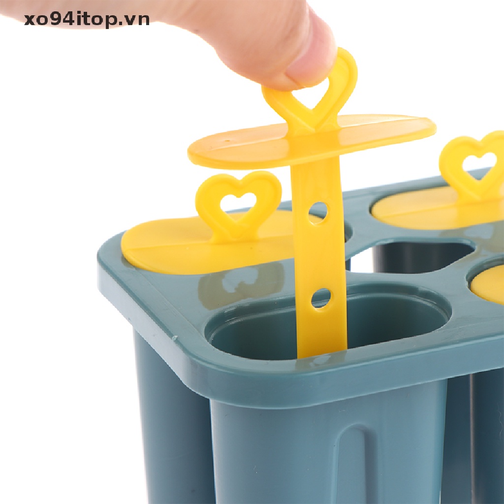 Khuôn Nhựa Làm Kem Que 4 Ngăn Tiện Lợi