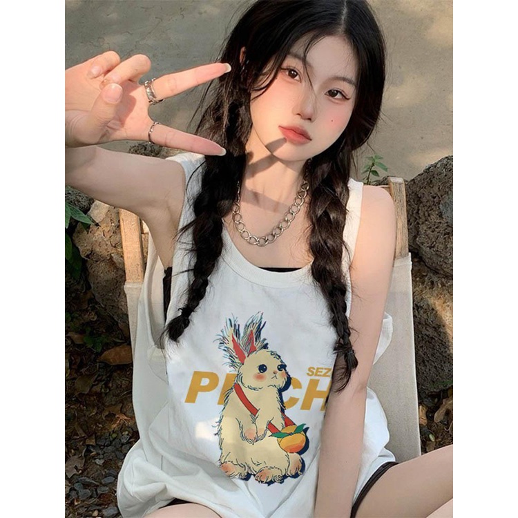 Jiashucheng Áo Thun Không Tay Dáng Rộng Dễ Phối Đồ Thời Trang Cho Nữ