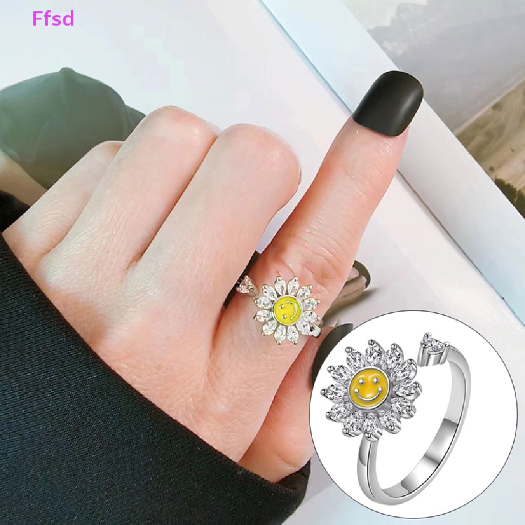 {Ffsd} Nhẫn Hở Hình Mặt Cười Có Thể Điều Chỉnh Thời Trang Cho Nữ