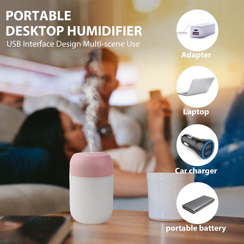 Máy Phun Sương Tạo Ẩm Mini 260ml Tích Hợp Đèn Ban Đêm Và Sạc USB Tiện Dụng Cho Phòng Ngủ / Văn Phòng / Nhà Cửa