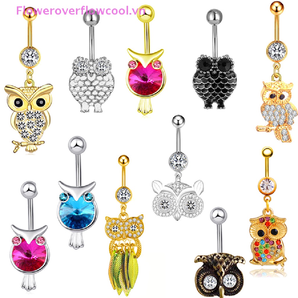 Khuyên Rốn Hình Cú Mèo Đính Đá Dễ Thương Cho Nữ