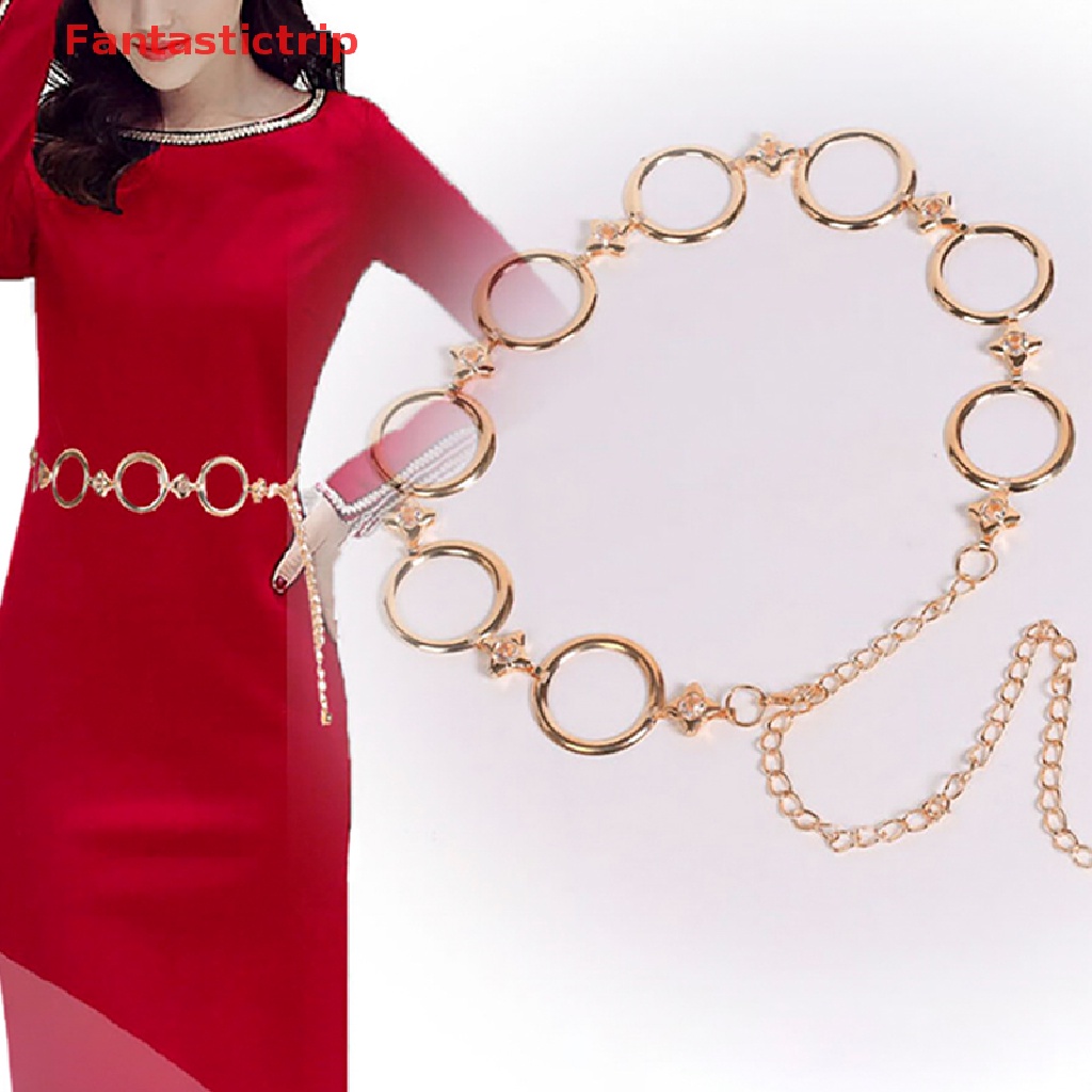 Thắt Lưng Dây Xích Bằng Kim Loại Màu Vàng Thời Trang Cho Nữ