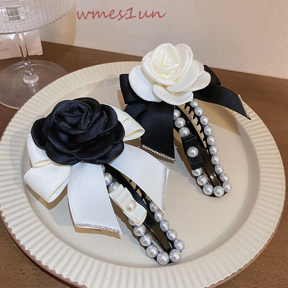 Kẹp Tóc Hình Nơ Họa Tiết Hoa Trà Phong Cách Vintage Thời Trang WMES15H