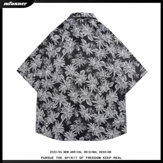 Áo Sơ Mi Tay Ngắn Dáng Rộng In Họa Tiết Graffiti Thời Trang Đi Biển Cá Tính Cho Nam