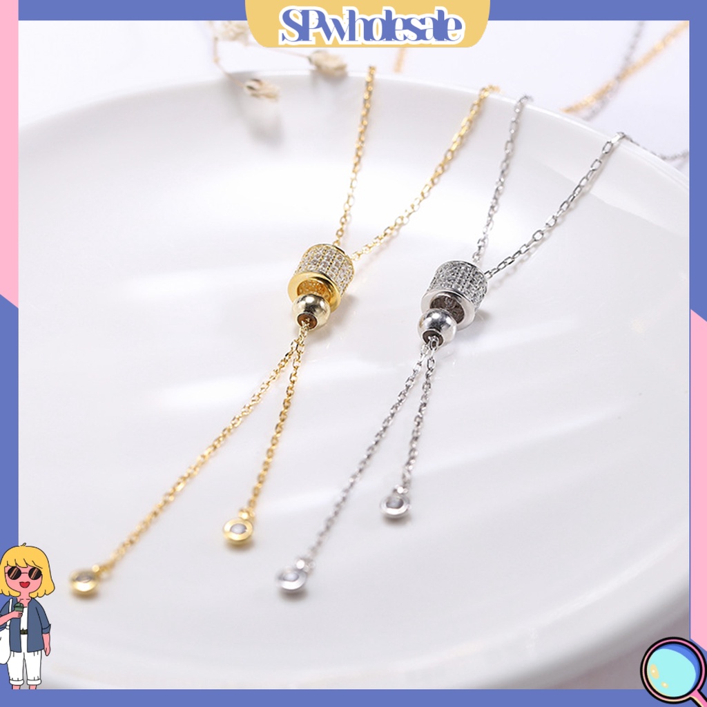 &lt;SPwholesale&gt; Vòng cổ Mạ Bạc Mặt Thanh Lịch Có Thể Điều Chỉnh Cho Nữ Mặc Hàng Ngày