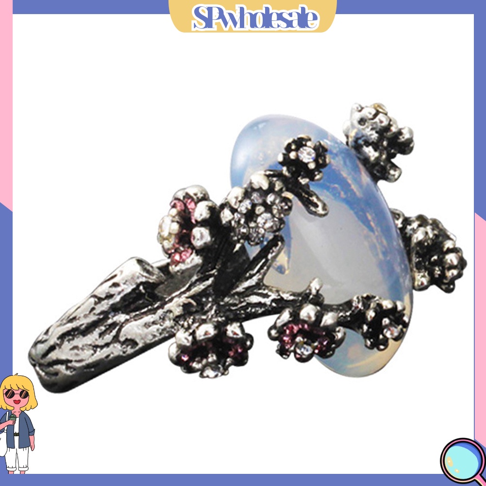 <SPwholesale> Nhẫn Đính Đá Oval Rỗng Phong Cách Retro Thời Trang Nữ Phổ Biến