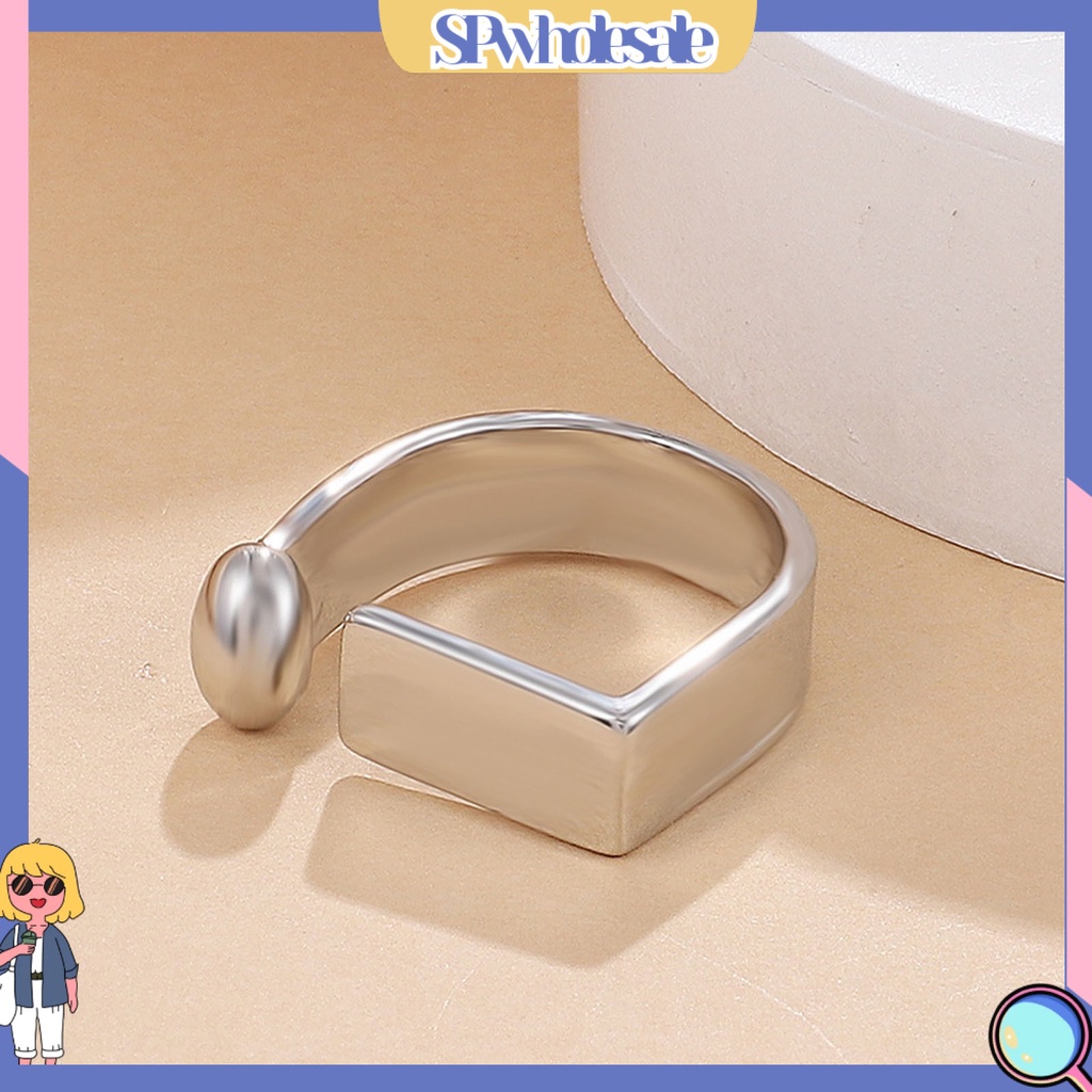 <SPwholesale> Nhẫn Hở Bản Rộng Bằng Hợp Kim Đơn Giản Cho Nam Và Nữ