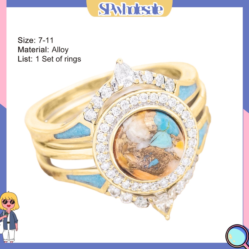 <SPwholesale> Bộ 3 Nhẫn Đính Đá Phong Cách Bohemia Cho Nữ