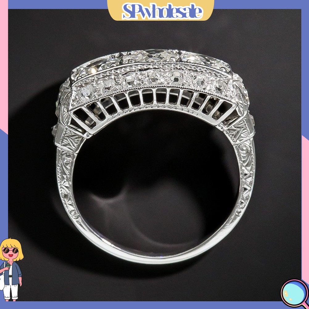 <SPwholesale> Nhẫn Đính Hôn Đính Đá Topaz Nhân Tạo Thanh Lịch Cho Nữ