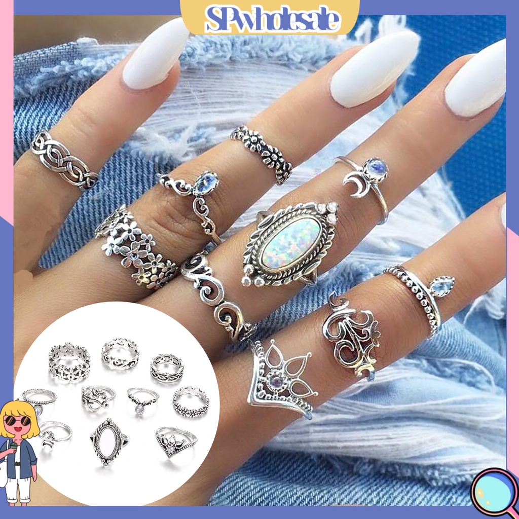 <SPwholesale> Set 10 Nhẫn Đeo Khớp Ngón Tay Phong Cách Bohemian
