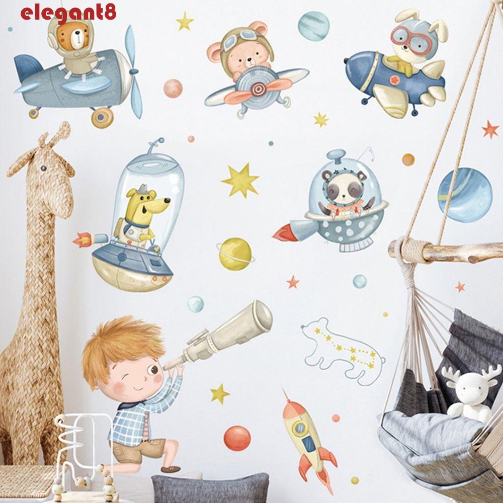 Miếng Dán Tường Bằng PVC Hình Phi Hành Gia / Thỏ / Gấu Dễ Thương Trang Trí Phòng Bé