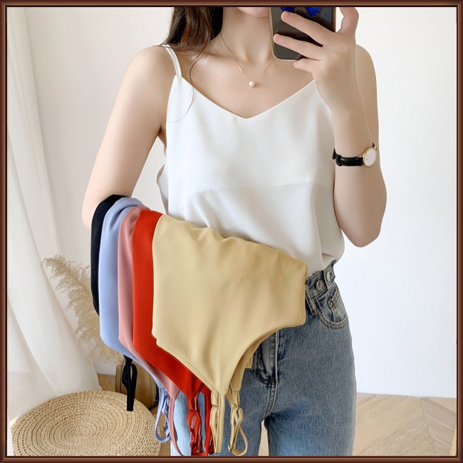 Áo Voan Hai Dây Cổ Chữ V Màu Trơn Thời Trang Dành Cho Nữ