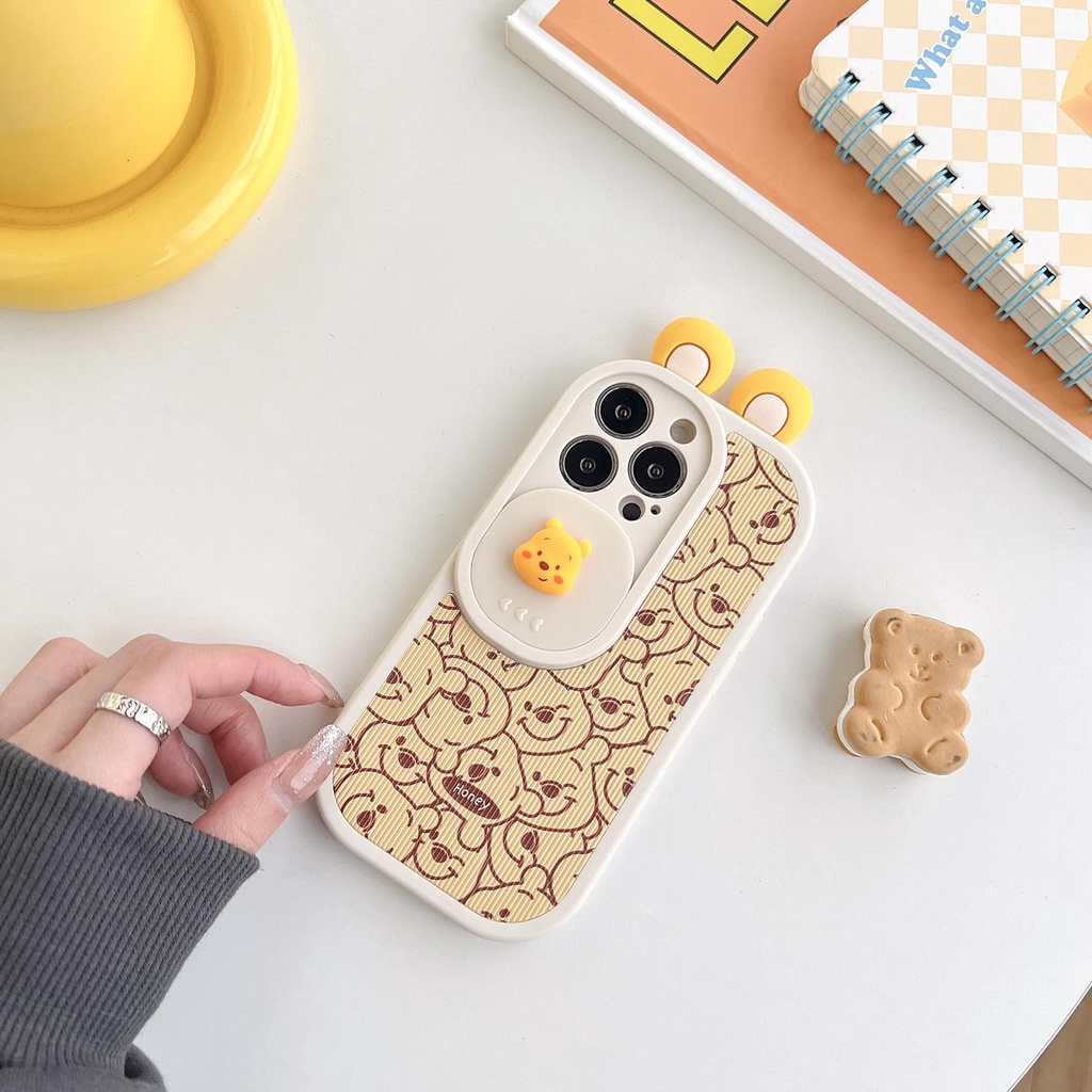 Ốp Điện Thoại TPU Silicon Mềm Chống Sốc In Hình Gấu Winnie 3D Cho iPhone 14 Pro Max 14 Plus 13 12 11