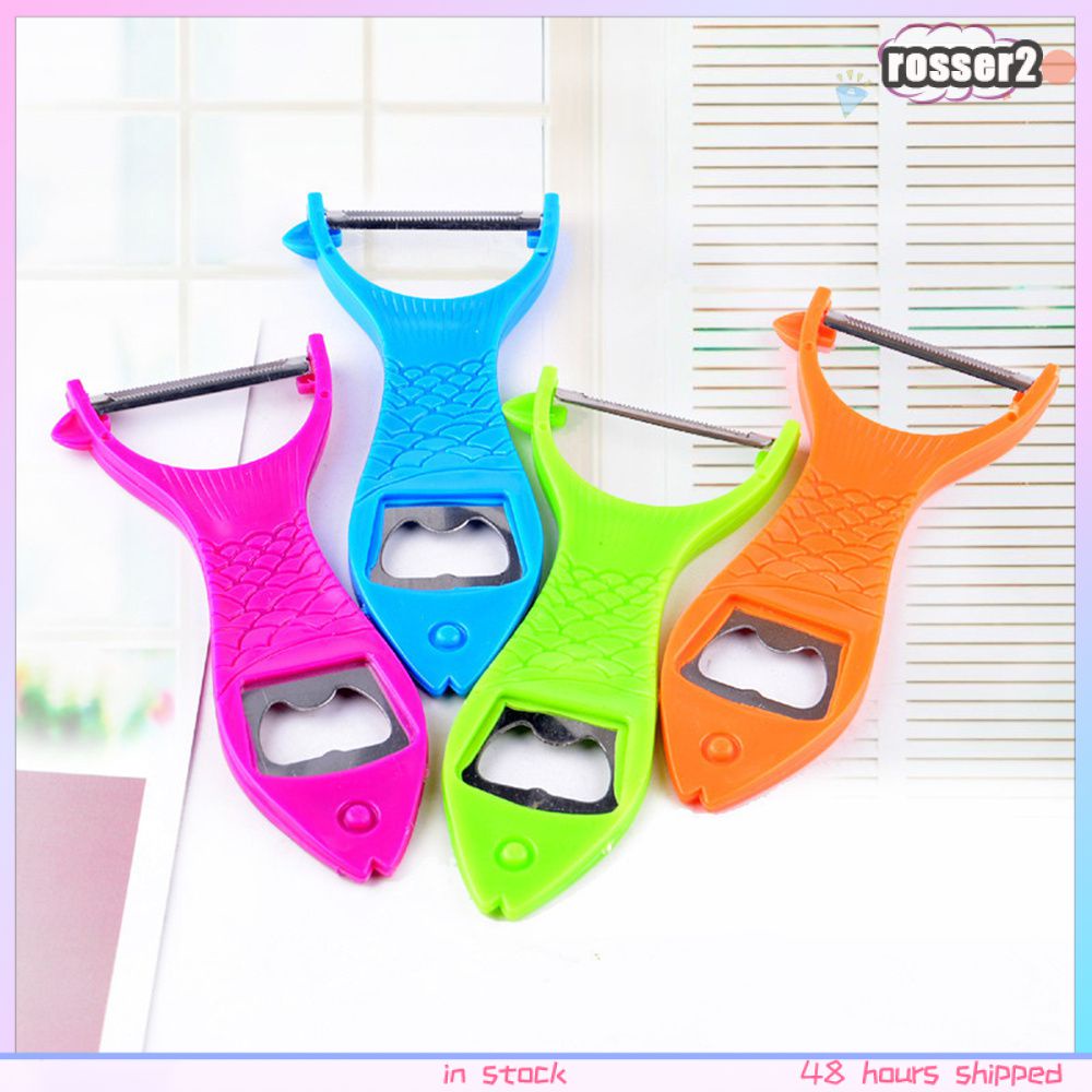 Dụng Cụ Gọt Vỏ Trái Cây Đa Năng Dụng Cụ Mở Nắp Chai Bia Cá Sáng Tạo Dụng Cụ Nạo Dưa Khoai Tây Bằng Thép Không Gỉ-Rosser2