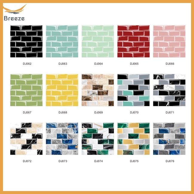 Bộ 10 Miếng Dán Tường Giả Gạch Tự Dính 20 X 20cm Trang Trí Nội Thất Phòng Tắm / Nội Thất Nhà Bếp