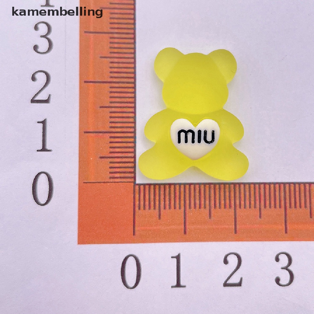 Kamembelling Set 2 Miếng Dán Hình Gấu Dạ Quang Mini Bằng Nhựa Resin Trang Trí Bảng Điều Khiển Xe Hơi / Nhà Cửa / Sân Vườn Diy