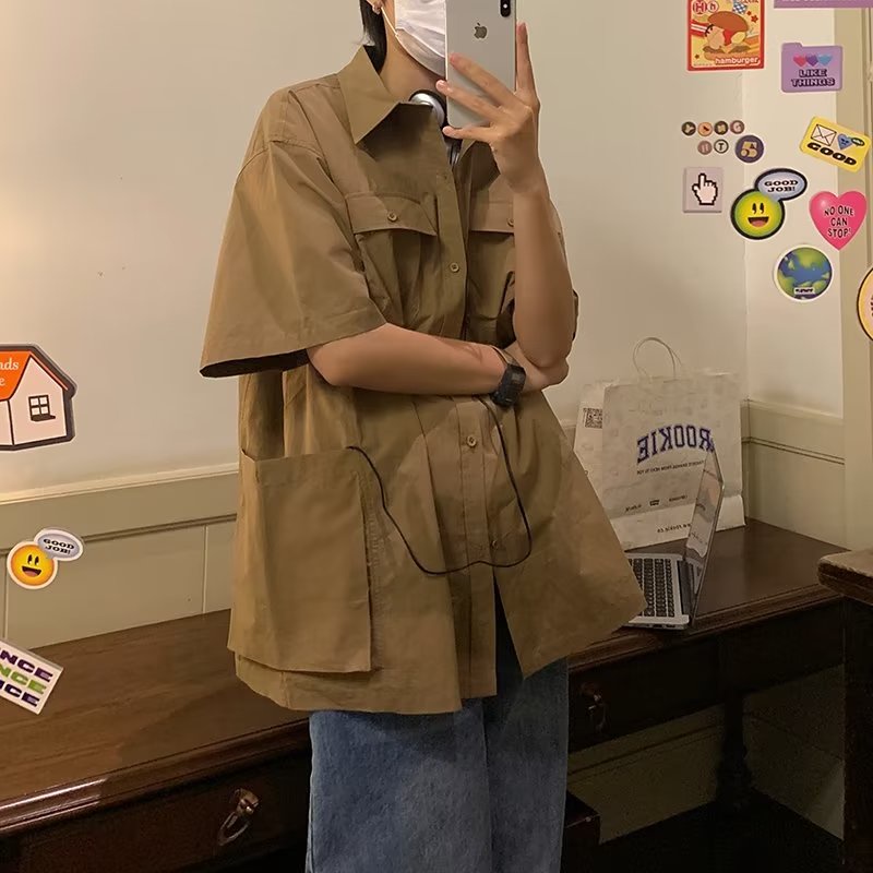 Áo Sơ Mi Tay Ngắn Dáng Rộng Thời Trang Cá Tính Cho Nam