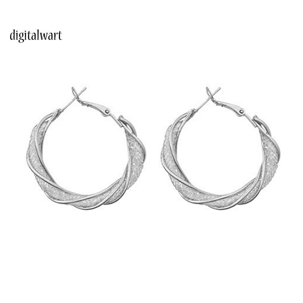 Kỹ Thuật Số| 1 Đôi Bông Tai Kim Loại Dạng Vòng Xoắn Hình Học Lớn Thời Trang
