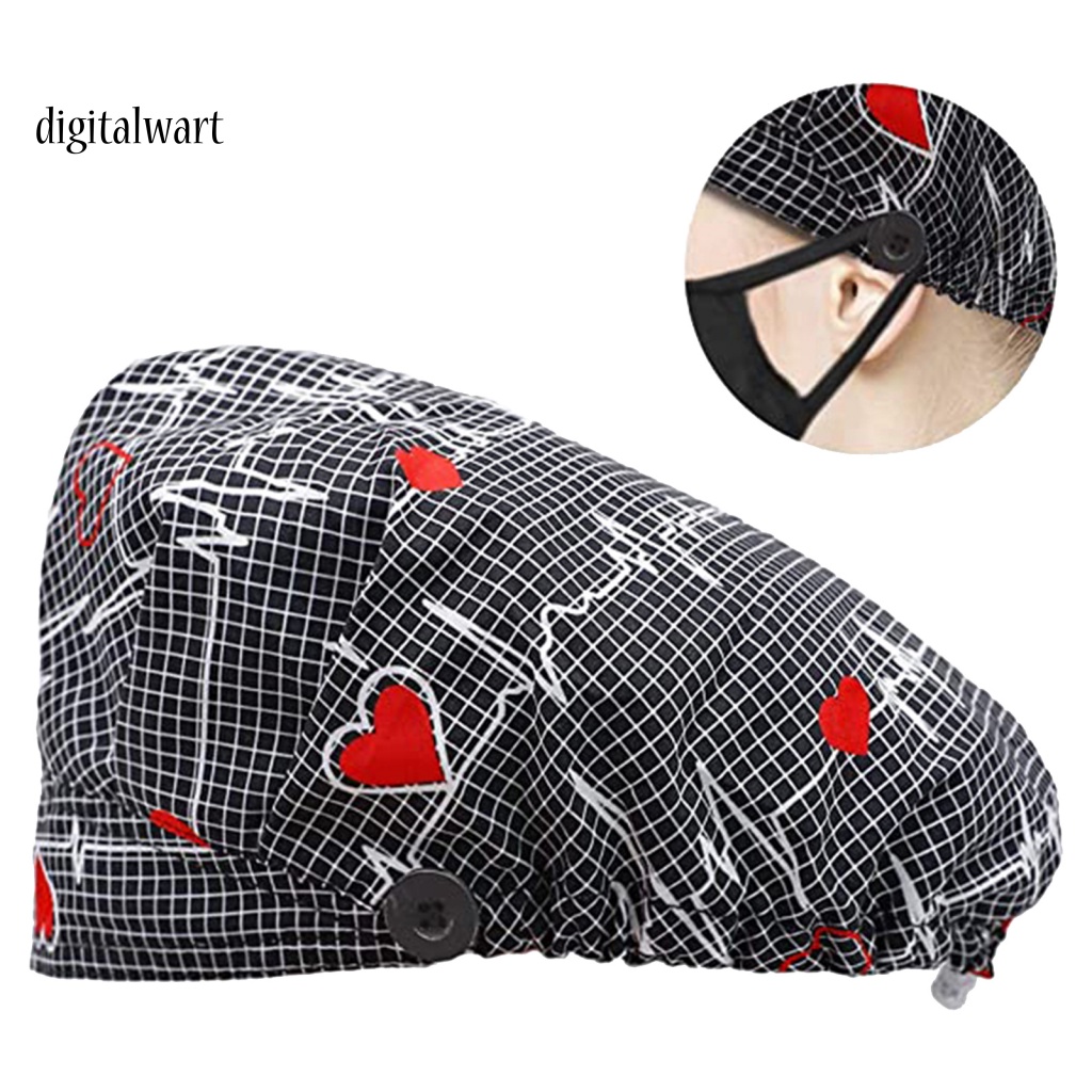 Kỹ Thuật Số| Mũ Trùm Đầu Thấm Hút Mồ Hôi Có Nút Điều Chỉnh Được In Họa Tiết ECG Cho Beautician