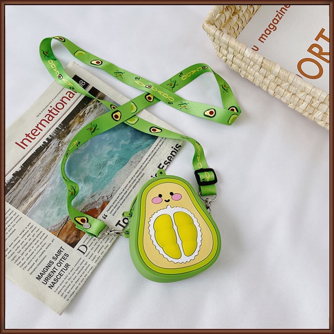 Túi Đeo Chéo Vai Đựng Tiền Xu Có Khóa Kéo Hình Trái Cây Dễ Thương Cho Bé Gái