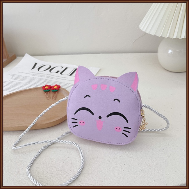 Túi Đeo Vai Da Pu Hình Động Vật Hoạt Hình Đáng Yêu Có Khóa Kéo Cho Bé Gái