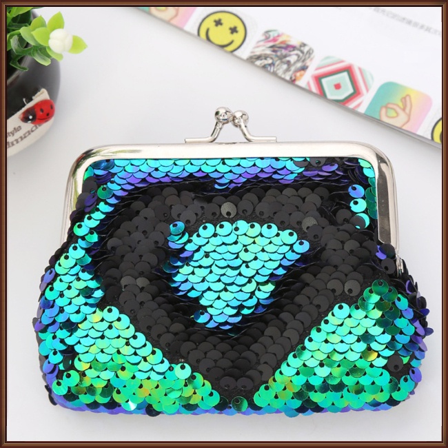 Túi Đựng Dây Cáp Dữ Liệu / Tai Nghe Mini Họa Tiết Kẻ Sọc Đính Kim Sa Lấp Lánh Thời Trang Cho Nữ