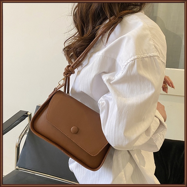 Túi Đeo Vai Đa Năng Bằng Da Nhân Tạo Màu Trơn Phối Khóa Kéo Phong Cách Retro Thời Trang Dành Cho Nữ