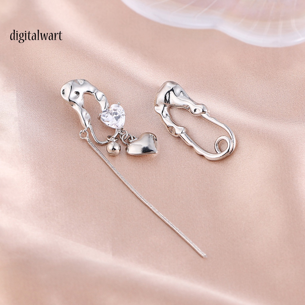 Kỹ Thuật Số| 1 Đôi Bông Tai Hình Kẹp Giấy Xếp Ly Không Đối Xứng Hình Trái Tim Dành Cho Nữ