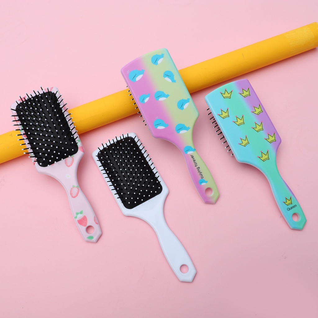 Lược Chải Tóc Đệm Khí Bằng Nhựa Hình Vuông Cỡ Lớn In Họa Tiết Đá Hoa Cương Màu Gradient