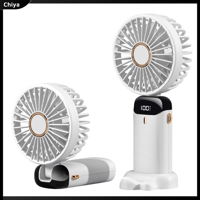 Quạt Làm Mát Usb Cầm Tay / Đeo Cổ Có Màn Hình Led Kỹ Thuật Số Có Thể Gấp Gọn Tiện Dụng