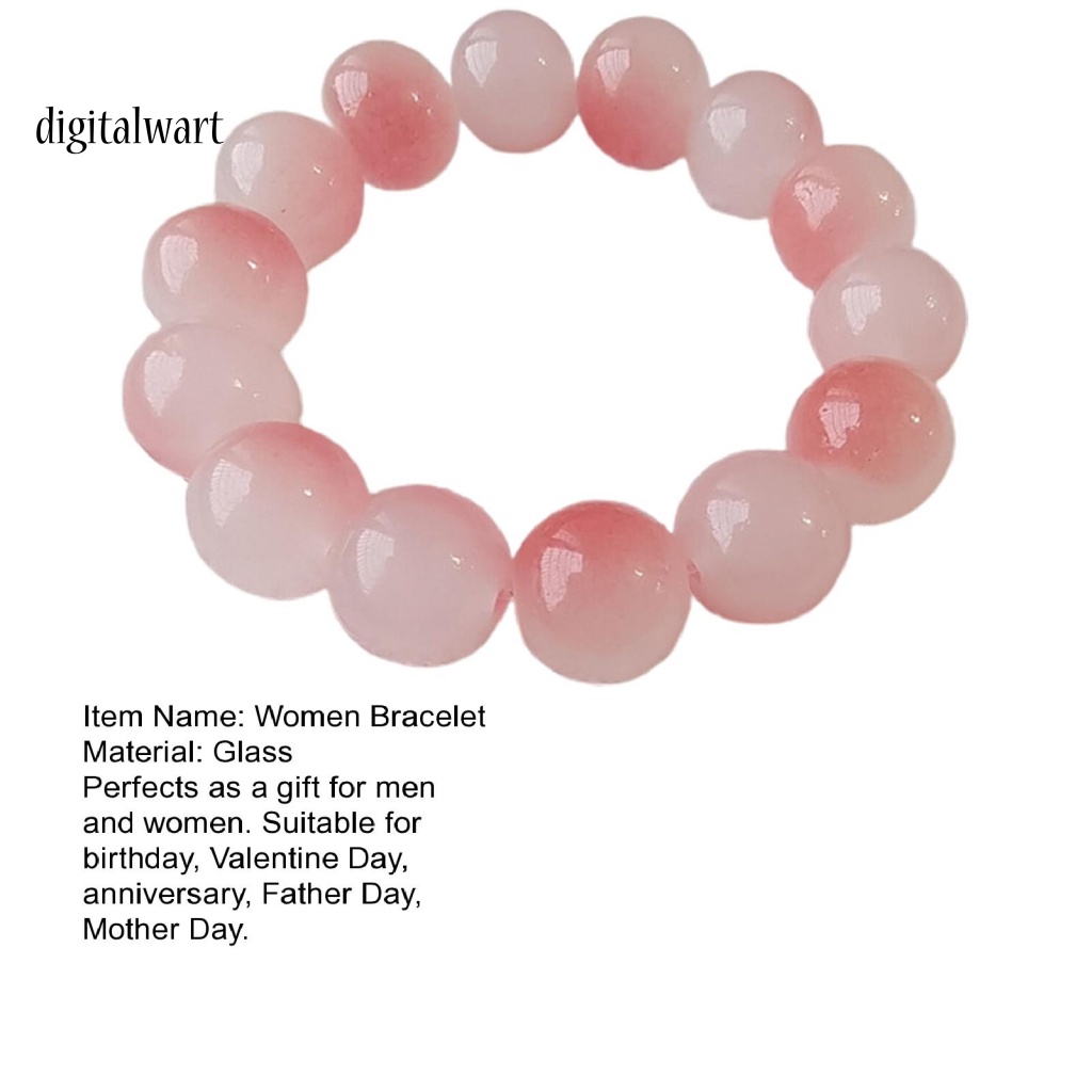 Kỹ Thuật Số| Vòng Tay Hạt Thủy Tinh Tròn Màu Gradient Bóng Trong Suốt Thanh Lịch Thời Trang Cho Nữ