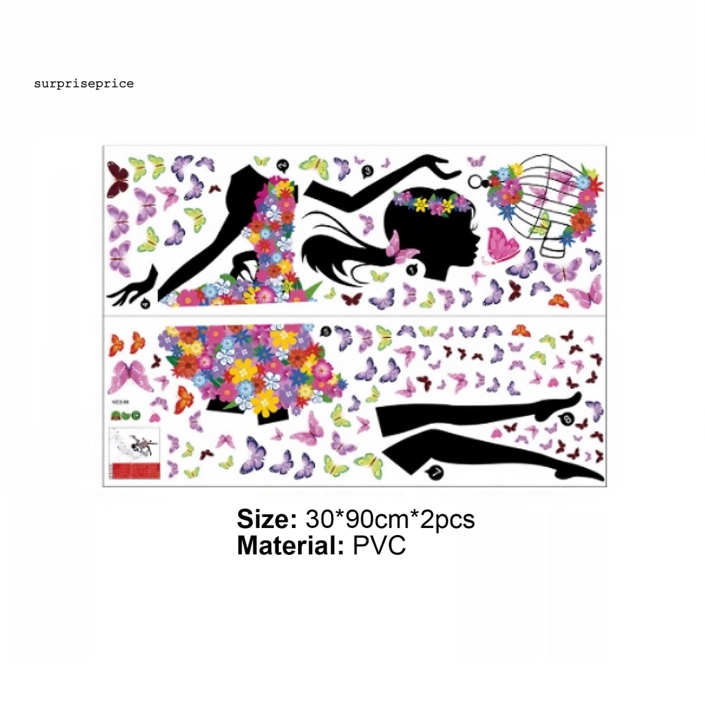 1 Set Sticker PVC Dán Tường Chống Nước Độ Bền Cao Họa Tiết Cô Gái Trang Trí Phòng Ngủ