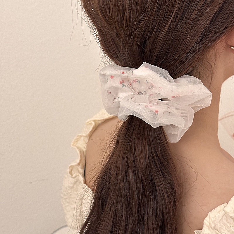 Dây Cột Tóc Cao Su Co Giãn Phối Lưới Thiết Kế Đơn Giản Thời Trang Cho Nữ