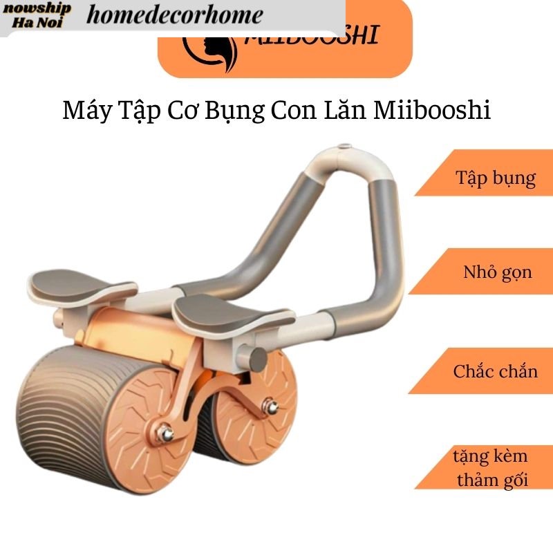 Máy tập thể dục con lăn tập cơ bụng tại nhà chuyên nghiệp thông minh cho cả nam và nữ tặng kèm thảm Miibooshi