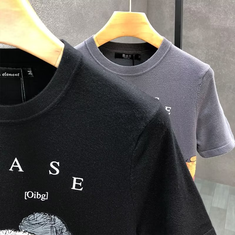 Áo Thun Cotton Ngắn Tay Cổ Tròn In Họa Tiết Hoạt Hình Phong Cách Hàn Quốc Cho Nam Cỡ S-5XL