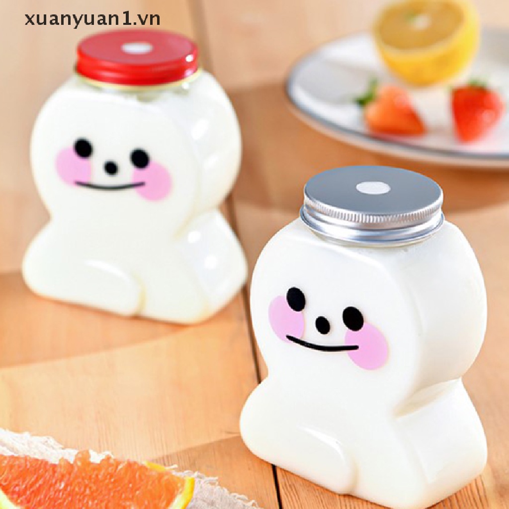 1 Bình Đựng Nước Ép 400ML Bằng Nhựa Trong Suốt In Họa Tiết Hoạt Hình Sáng Tạo