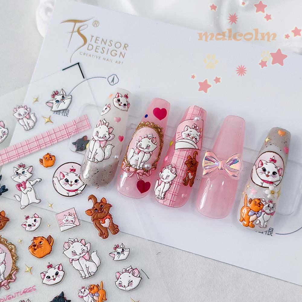 Miếng Dán Trang Trí Móng Tay In Hoạt Hình Gấu Pooh / Mèo Dễ Thương Cho Nữ