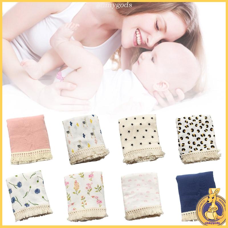 Chăn Quấn Em Bé Bằng Cotton Nguyên Chất Phối Tua Rua Dùng Làm Đạo Cụ Chụp Ảnh